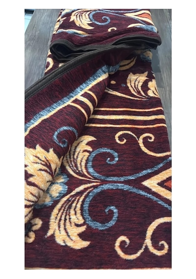 Ceritoğlu Battaniye - Iki Taraflı Çift Kişilik Desenli Ekstra Yumuşak Soğuk Geçirmez 22x180 Cm Krem - Bordo