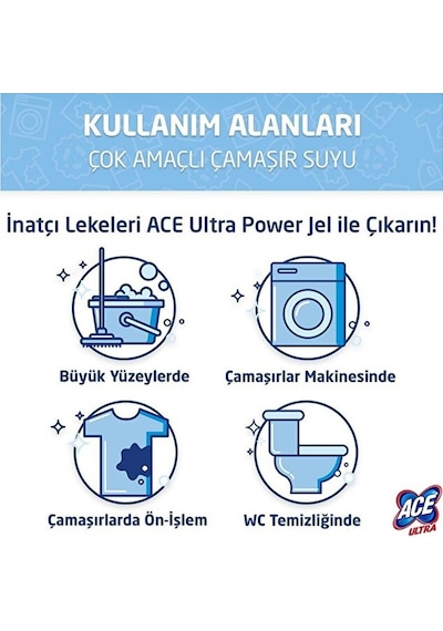 Ace Ultra Power Jel Kıvamlı Çamaşır Suyu Dağ Tazeliği 810g X 3 Ad Diğer