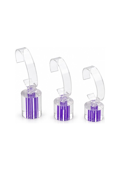 Saat Standı 3'lü Set Lazer Model Oval Lila Pleksi Saat Standı