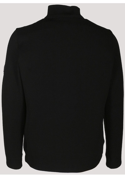 Erkek Siyah Zırh Örme Hırka Fermuarlı Dik Yaka Slim Fit Ince Astarlı Mevsimlik Cardigan Ncs Jeans 4517-Siyah