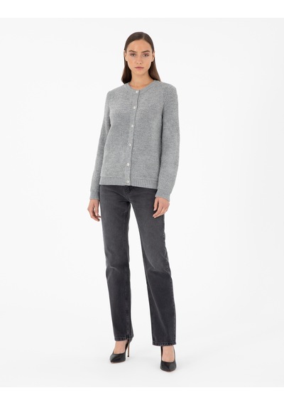 Pierre Cardin Kadın Gri Melanj Hırka Triko 50290546-vr086 Gri Melanj
