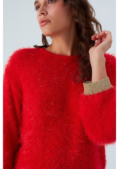 Peraluna De Vılle Pullover Kol Ve Etek Ucu Simli Kadın Triko Kazak Kırmızı-kırmızı Kırmızı Peraluna De Vılle Pullover Kol Ve Etek Ucu Simli Kadın Triko Kazak Kırmızı-kırmızı Kırmızı