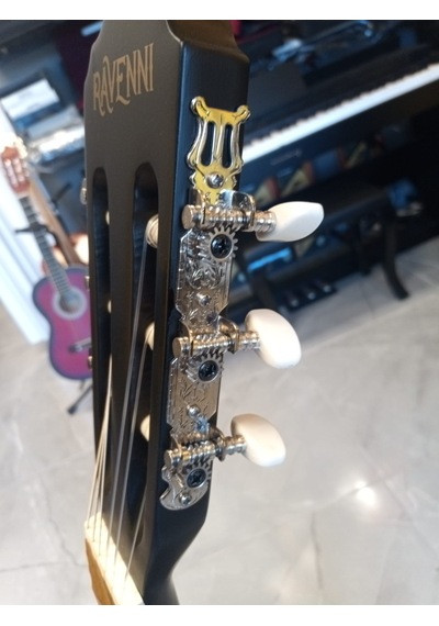 Ravenni Rcg-120 4/4 Klasik Gitar Tam Boy Kesik Kasa Kılıf+penaseti+kapo Hediyeli Siyah