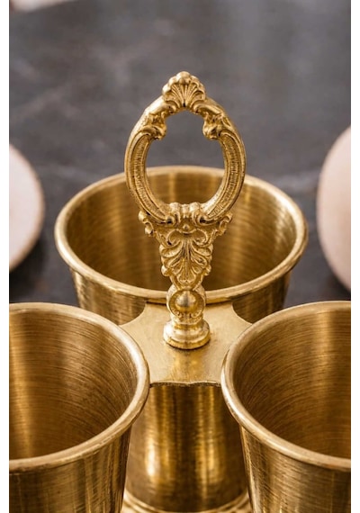 Gold Kaplamalı Lüks Kaşıklık 3 Bölmeli Mutfak Sunumluk Çeyizlik Sofra Organizeri Zenith Altın