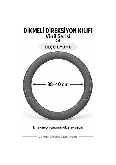 Trobus Mercedes-benz Sprinter 2019-2025 Uyumlu Dikmeli Direksiyon Kılıfı Vinil Gri