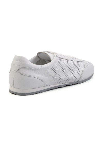 Bambi Beyaz Kırışık Hakiki Deri Erkek Sneaker E01083017103 Beyaz