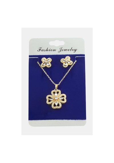 Çiçek Zirkon Taşlı Set Kolye Altın 88046036
