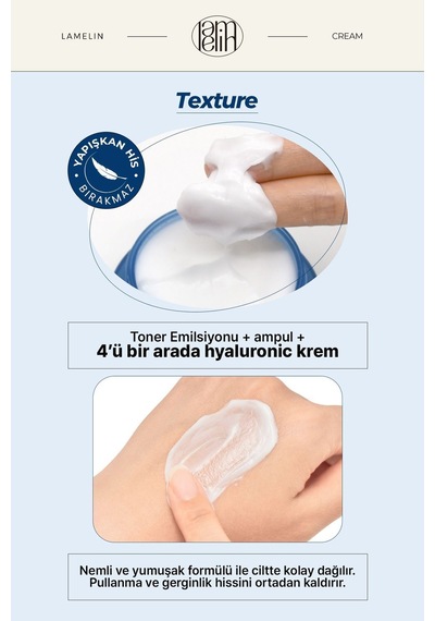 Lamelin Hyalüronik Asit İçeren Nemlendirici Bakım Kremi Lamelin Hyaluronic 4 in 1 Cream 100 ML