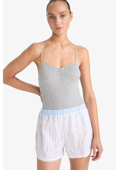Defacto Regular Fit Gofre Dokulu Çizgili Şort Pijama Altı-fall İn Love F8932ax25hsbe551 Mavi