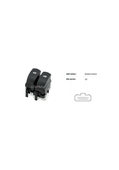 Cam Kaldırma Anahtarı Sol Auto Clio 3 Symbol Modus 10 Pin 8200214943 An726