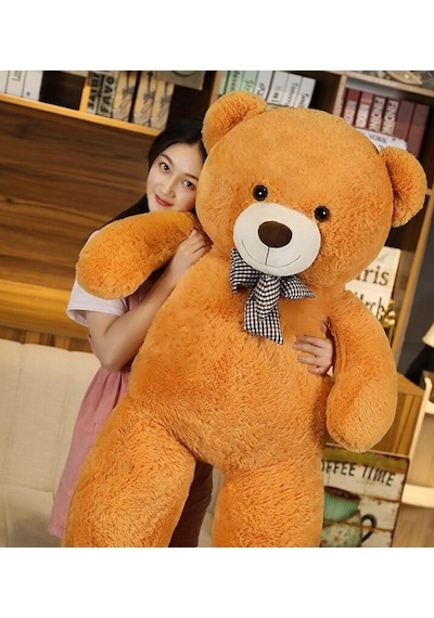 Papyonlu Sevimli Büyük Peluş Ayıcık 130 Cm Kahverengi