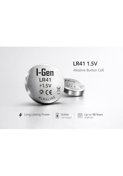 I-gen Lr41 1.5v Alkalin Düğme Pil Ag3, G3, 192, L736 20'li Paket