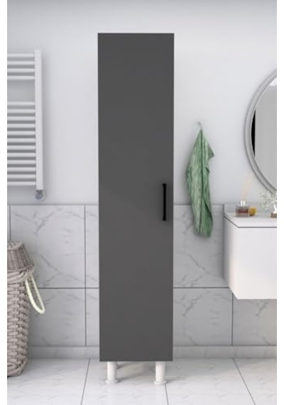5 Raflı Banyo Boy Dolabı Beyaz Antrasit Çok Renkli
