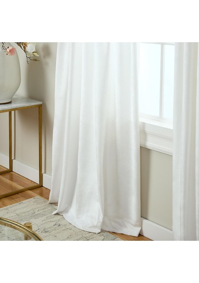 Exclusive Home Curtains, Kadife Pp Pinch Pileli Perde Paneli, 27x84, Kış Beyazı
