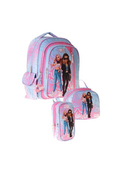 Wow Generation Üçlü İlkokul Okul Çanta Seti - Pembe - Turkuaz - Wonderful Baskılı - Kız Çocuk - Setwg-w6069a Çok Renkli