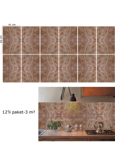 Tink Kendinden Yapışkanlı Kahve Ağ Desenli Pvc Panel 41x62 Cm