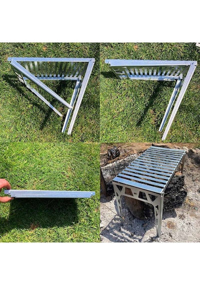 Kamp Ayısı Grillplate Katlanır Ateş Üstü Pişirme Ve Kamp Masası Gri