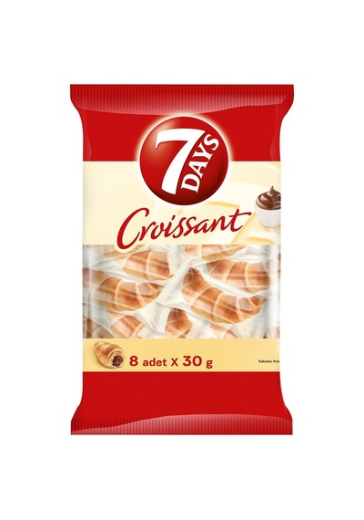 7 Days Kakaolu Kruvasan 240g Yumuşacık Hamurlu Atıştırmalık 3'li Ekonomik Paket - 3 Adet Tarı
