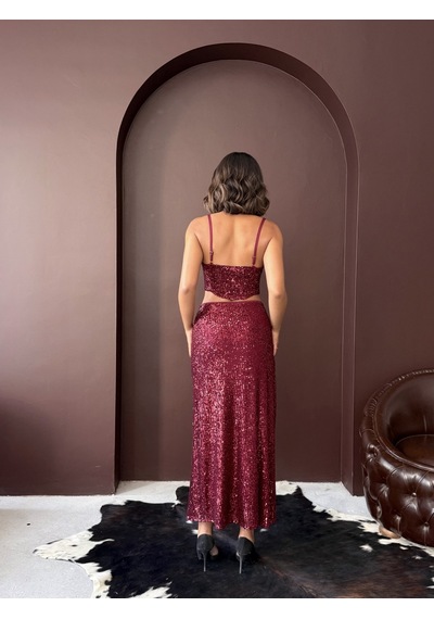 Verymoda Payetli Büstiyer - Parti Ve Davet Şıklığı F1979 Bordo