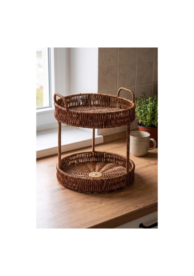Hasır Rattan 2 Katlı Organizer Ve Sunumluk Sepeti Dekoratif Yuvarlak Hasır Meyvelik, Kahvaltılık, Mutfak Düzenleyici, Banyo Organizer, Tezgah Üstü Düzenleyici 24 X 29 Cm Kahverengi Kahverengi Hasır Rattan 2 Katlı Organizer Ve Sunumluk Sepeti Dekoratif Yuvarlak Hasır Meyvelik, Kahvaltılık, Mutfak Düzenleyici, Banyo Organizer, Tezgah Üstü Düzenleyici 24 X 29 Cm Kahverengi Kahverengi