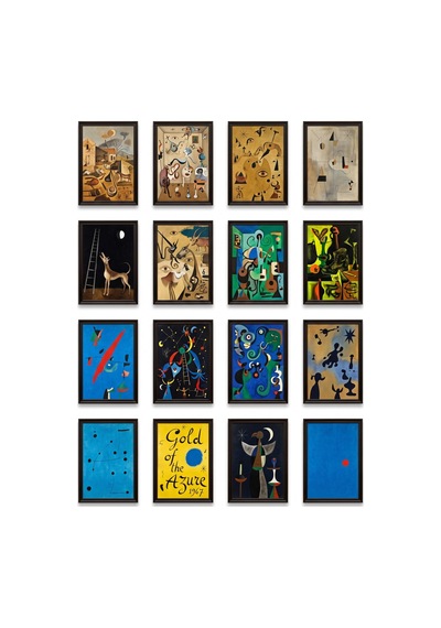 Joan Miró Tabloları 16'lı Sticker Seti Laptop Defter Planlayıcı Etiket Çok Renkli