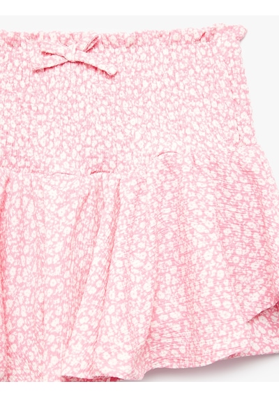 Koton Fiyonklu Gipeli Çiçek Desenli Pileli Şort Etek Pembe Desenli 6skg40177ak