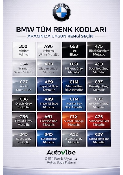 Bmw Rötuş Boya Kalemi B45 Estoril Blue Metallic Estoril Mavi Metalik