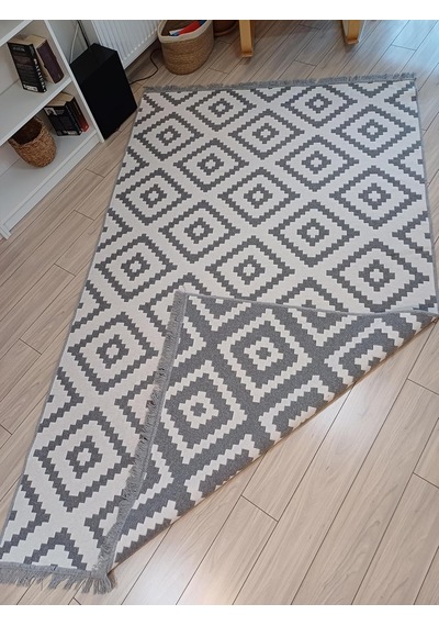 Kilim Çift Taraflı Dokuma Kilim Gri-beyaz 80 200cm Diğer