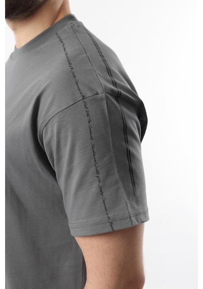 Madmext Füme Overfit Baskılı Erkek Şort T-shirt Takım E7302 Füme