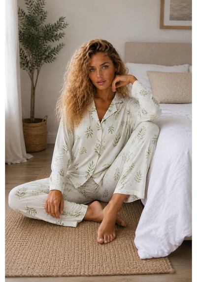 Norcia Sports Kadın Örme Gömlek Yaka Çağla Yeşili Pijama Takımı Çok Renkli - 929323233 Çok Renkli - 929323233 Çok Renkli