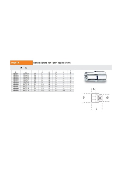 Beta 900ftx-10 Torx Lokma 1/4 Ürün Kodu 009000410