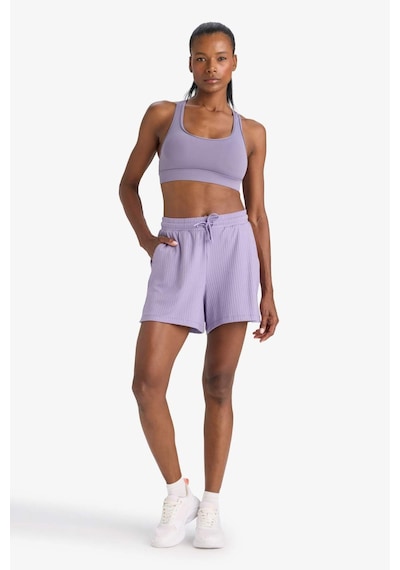 Defacto Defactofit Standart Fit Sporcu Kısa Paça Ribana Şort F6898ax25smpr315 Mor