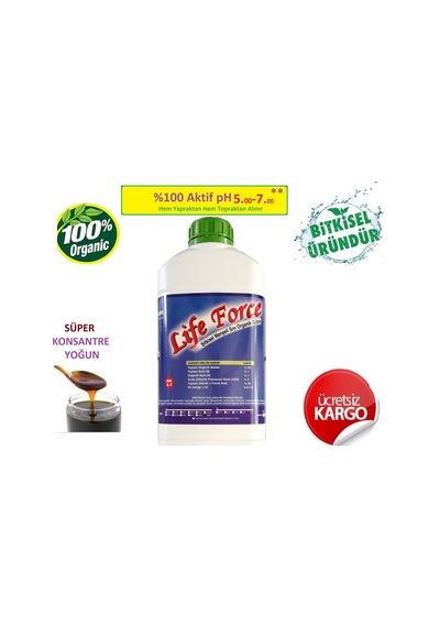 %25 Humik Fulvik Asit Organik Sıvı Life Force 5 Litre Gübre