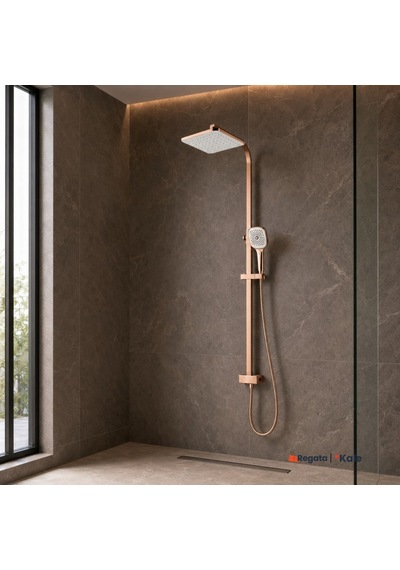 Kale Rain Kare Push Button Rose Gold Duş Barı