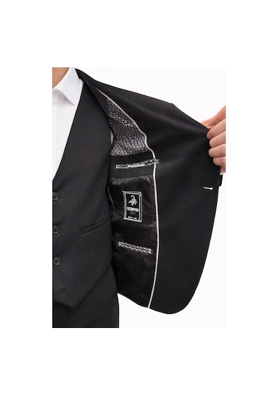 Erkek 3 Parça Slim Fit Takım Elbise Klasik Likralı Kumaş, Tek Düğme, Çift Yırtmaçlı Modern Kesim Ceket Yelek Pantolon Siyah
