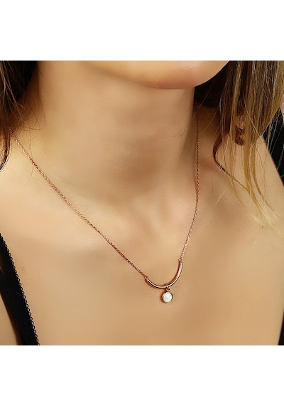 Kuyumcudukkani Zincirli"opal Taşlı"kolye-37092-w-w Beyaz