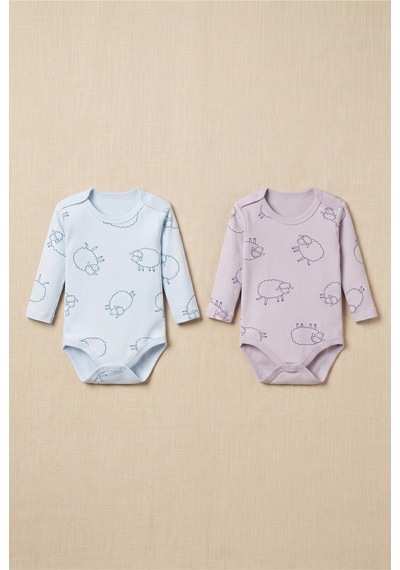 Minory Baby - %100 Pamuk Uzun Kol Kuzulu Body Set Çok Renkli Çok Renkli