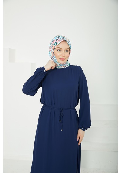 Armine Trend Kolları Lastikli Astarlı Elbise-lacivert 25yt927 Lacivert