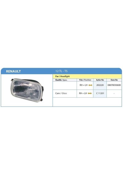 Far Komple Renault 12 Tl-ts