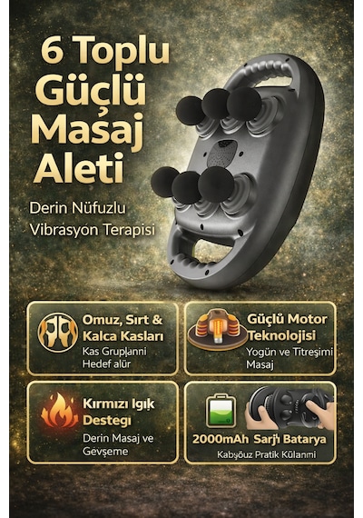 Kılıforyum 6 Toplu Şarjlı Masaj Aleti 9 Kademeli Hız 2000mah Güçlü Motor Titreşimli Masaj Cihazı Gümüş