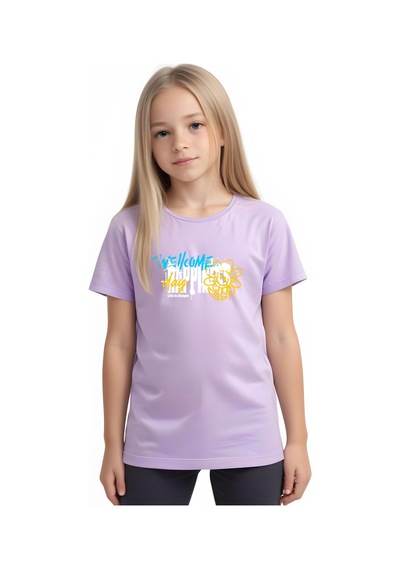 Fyk Kids Kız Çocuk Wellcome Happines Baskılı Tişört Lila