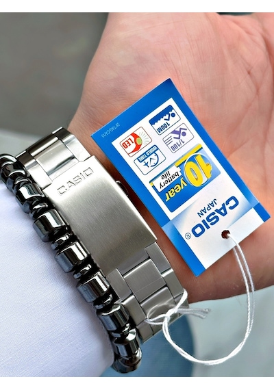 Casio Gümüş Renk Kare Model Dünya Saatli Dijital   Erkek Kol Saati + Bileklik Hediyeli Nda90
