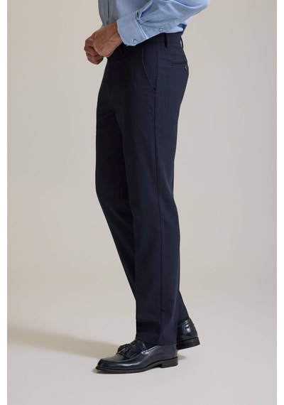 Erkek Lacivert Regular Fit Yan Cepli Kışlık Kanvas Pantolon