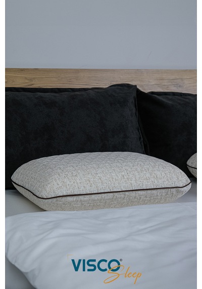 Visco Yastık Risus Ergonomik Yastık Doğal Keten Kılıf 60x40x15cm