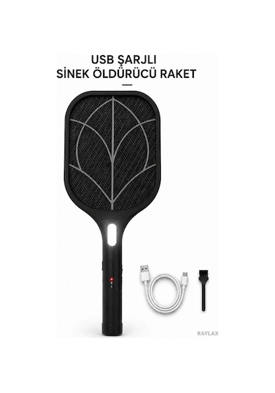 Elektrikli Sinek Raketi Şarjlı, Led Işıklı, 360 Etkili, 15w Güçlü Voltaj, Taşınabilir Sinek Öldürücü Raket