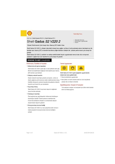 Shell Gadus S2 V220 2 Kova Eski Adı Alvania Ep Lf 2 15 KG