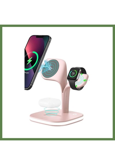 Bezos Ym-ud22 Kablosuz Şarj Masaüstü Set - Pembe Hb006
