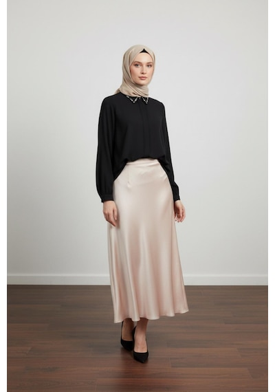 Pera Moda Yakası Taşlı Basic İç Göstermeyen Şık Gömlek Siyah