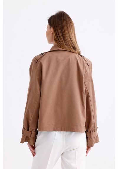 Pastelastore %100 Pamuk Gabardin Astarlı Oversize Geniş Kalıp Kadın Crop Kısa Trençkot 1122 Koyu Bej Pastelastore %100 Pamuk Gabardin Astarlı Oversize Geniş Kalıp Kadın Crop Kısa Trençkot 1122 Koyu Bej