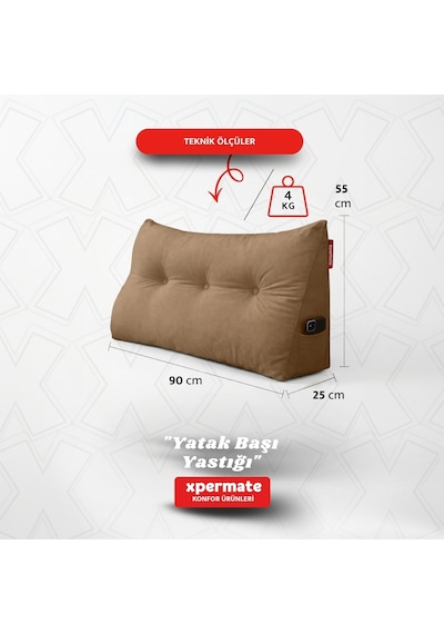 Yatak Başı Yastığı Sırt Ve Bel Destek Yastığı 90 Cm Yaslanma Ve Dinlenme Yastığı Kahverengi